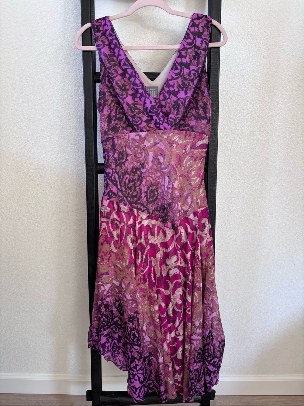Vintage Y2K Rabbit Rabbit Rabbit Designs Abstract Floral Asymmetrical Chiffon 10